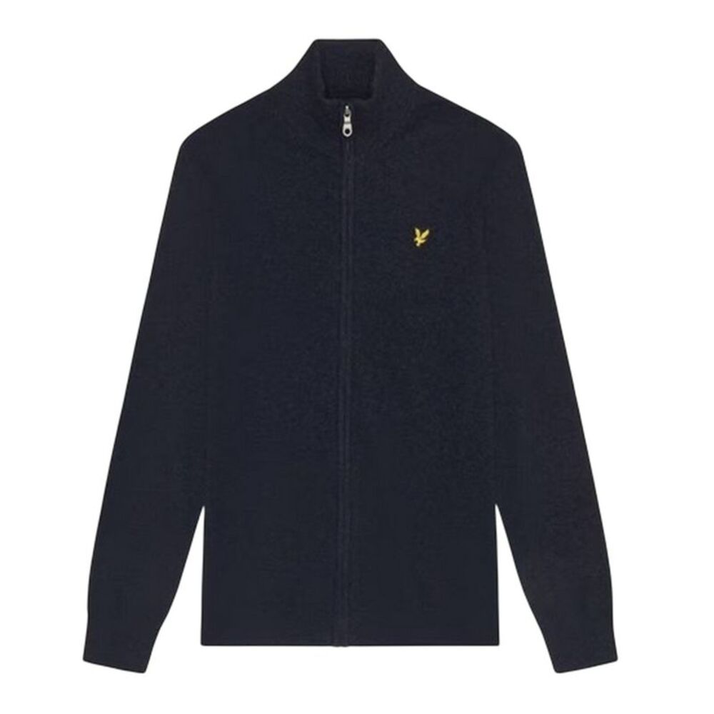 Lyle & Scott Mens Ribbed Zip Neck Long-Sleeved Sweater Top / Navy Marl